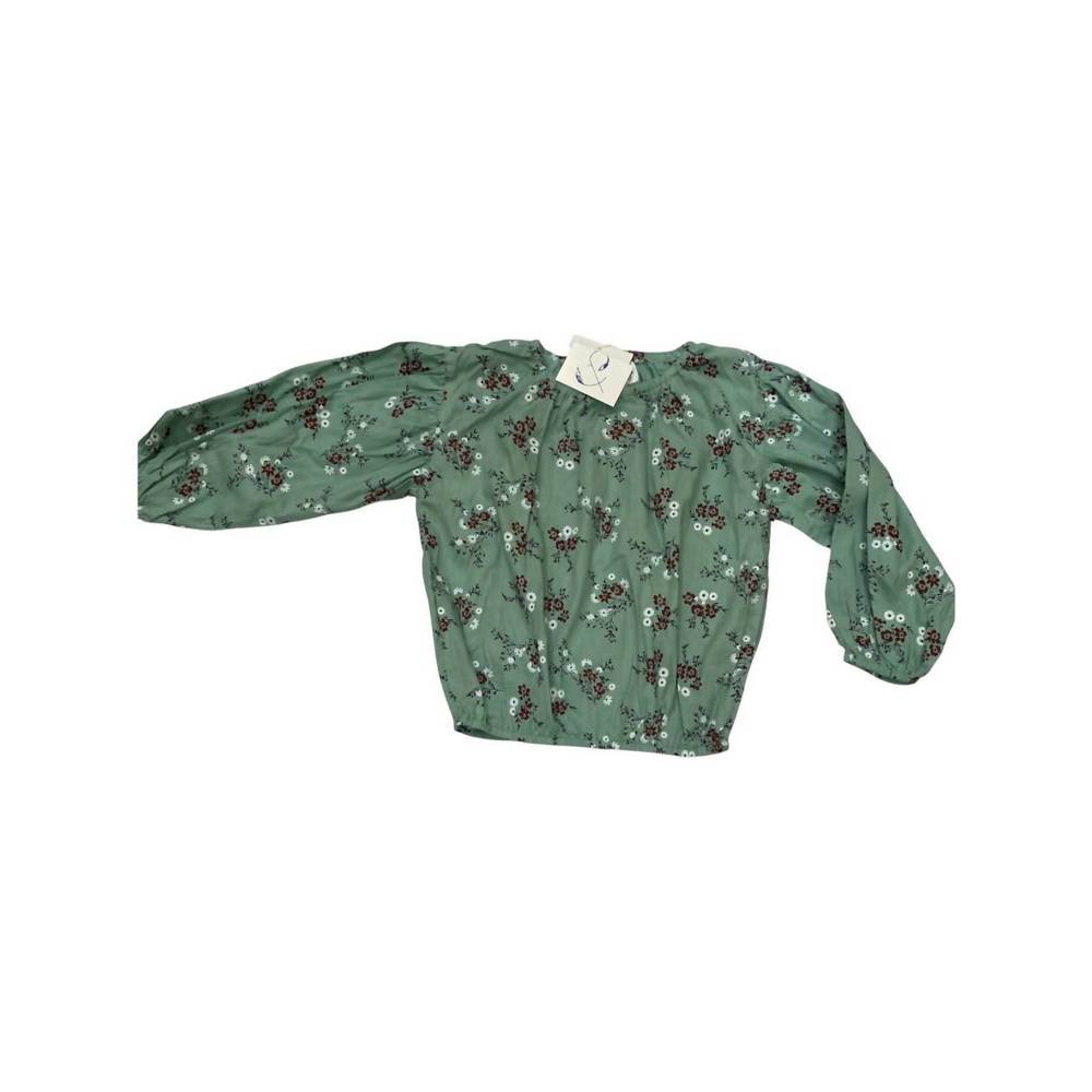 NEW POPPET & FOX girl's peasant blouse in dusty green